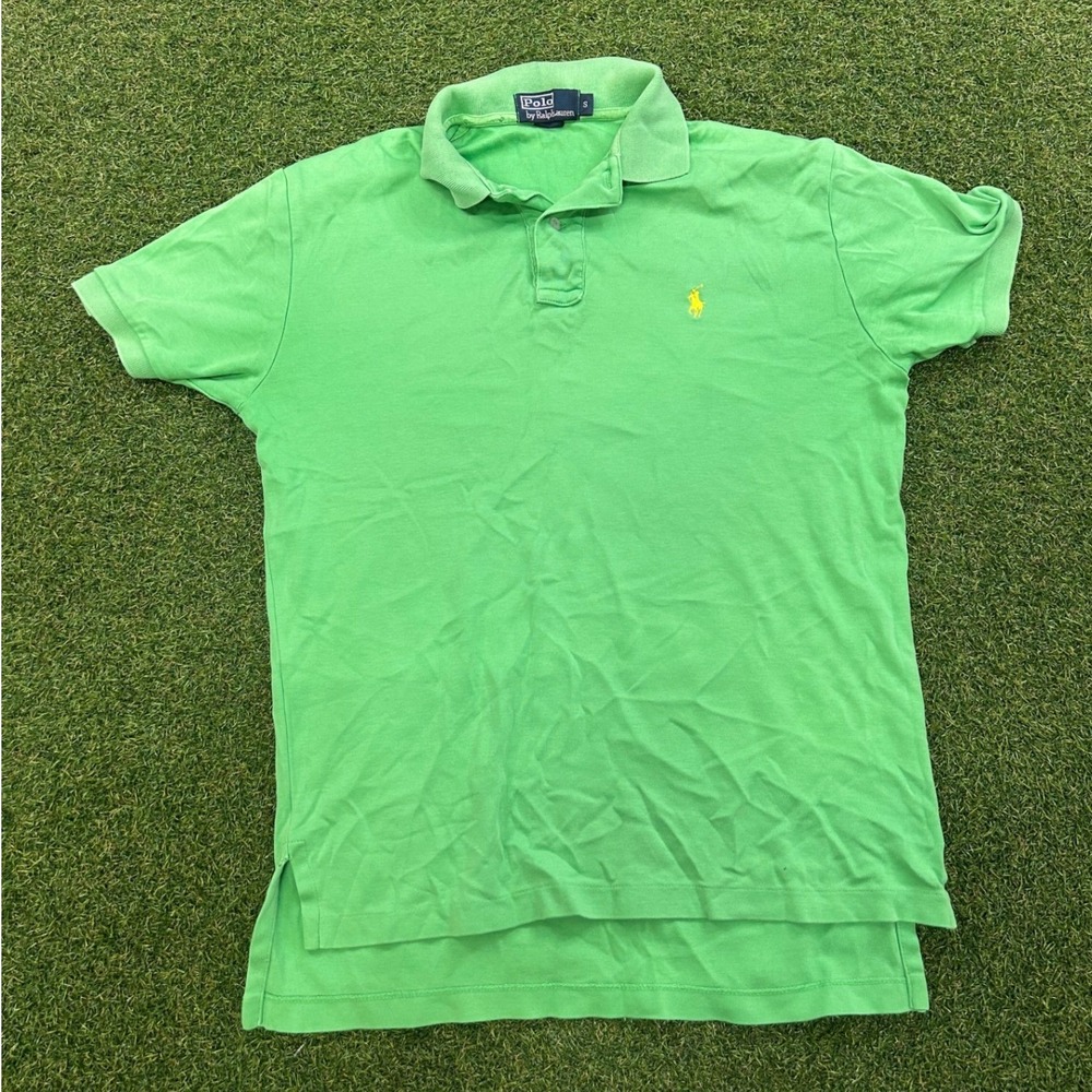 Polo Ralph Lauren Mens Green Short Sleeve Polo Shirt Yellow Pony Size S